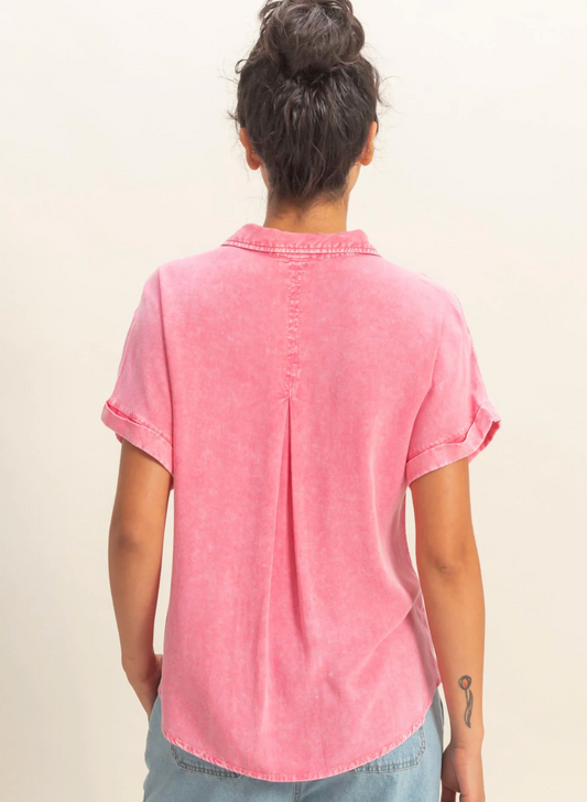 Pink Mineral Wash Button-Up