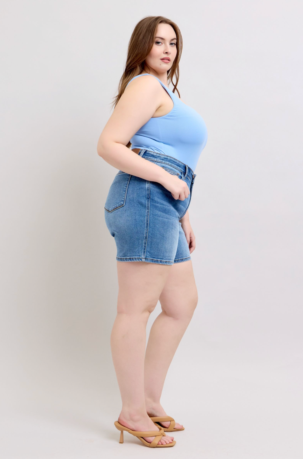 PLUS- Mid Length Judy Blue Shorts