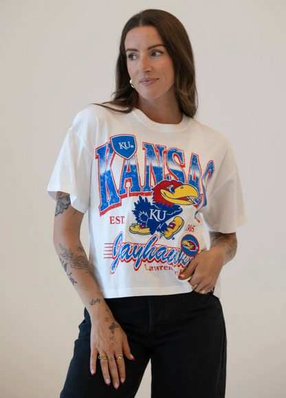 Kansas Maddux Multimedia Semi-Cropped Oversized Band Tee