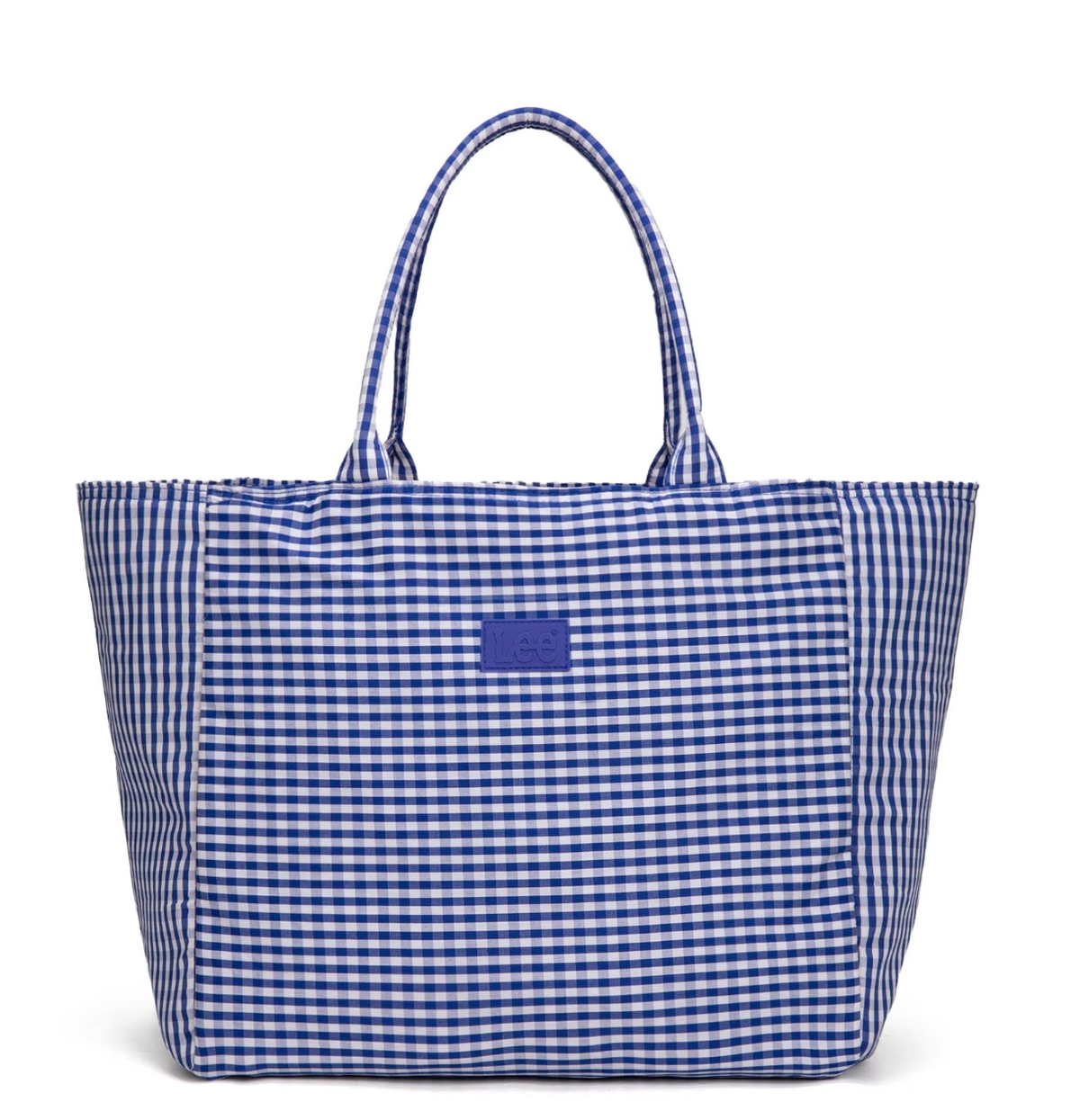 Lee Plaid Cotton Tote/ Extra Large Tote-Navy