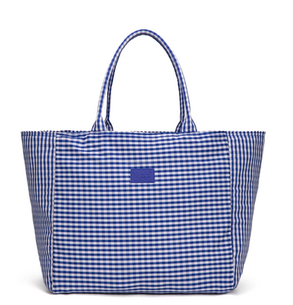 Lee Plaid Cotton Tote/ Extra Large Tote-Navy