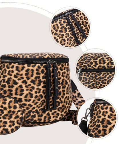 Montana West Spacious Crossbody Bum Bag with Coin Purse - Leopard