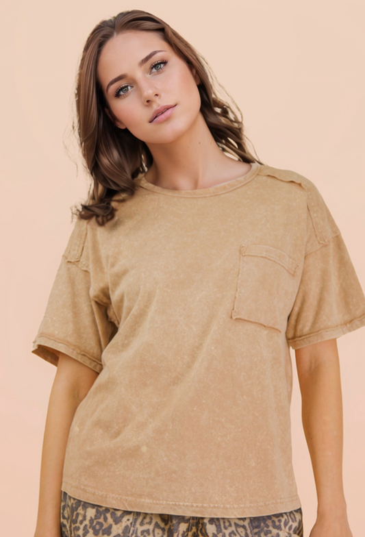 Tan Mineral Pocket Top