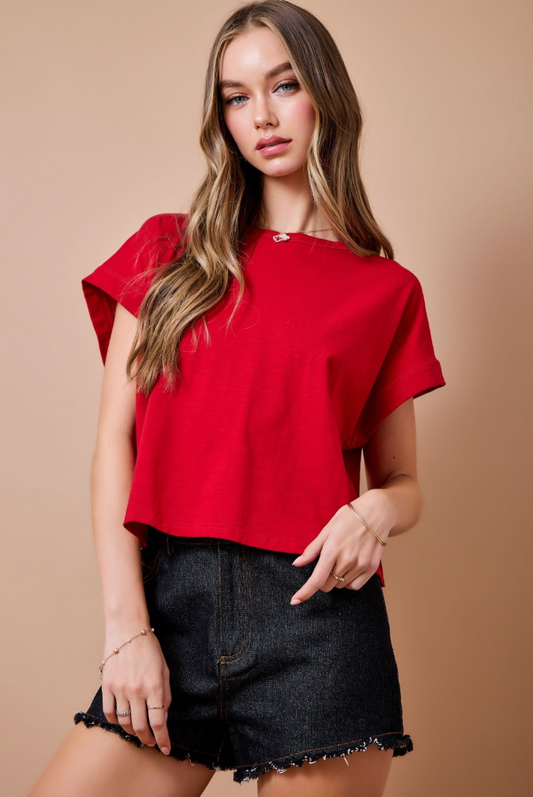 Crimson Cutout Top