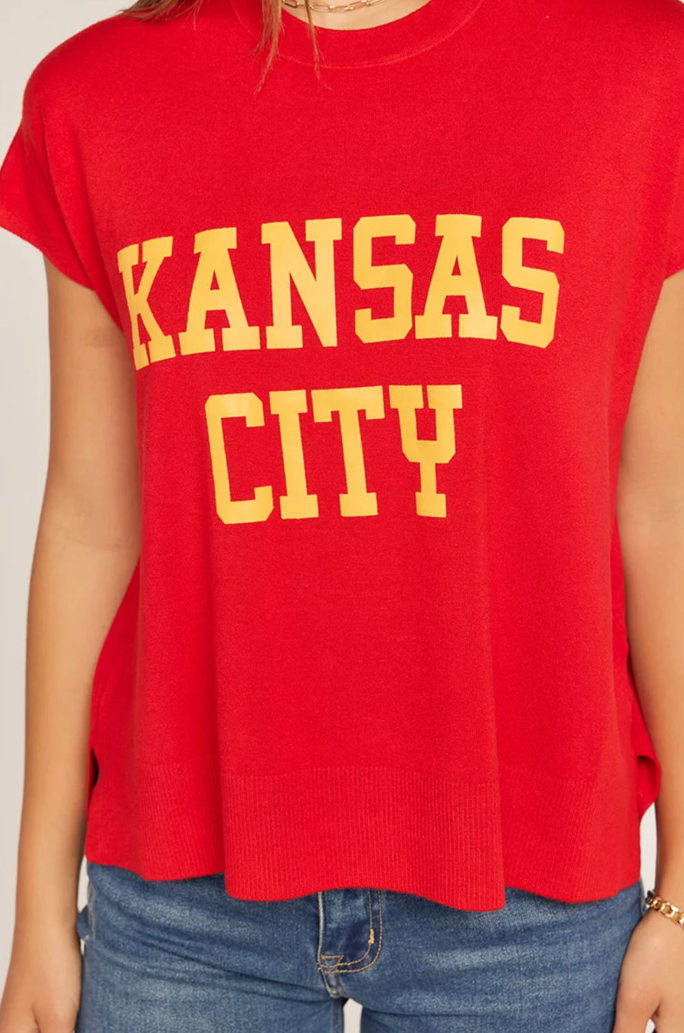 Kansas City Graphic Cap Sleeve Knit Top