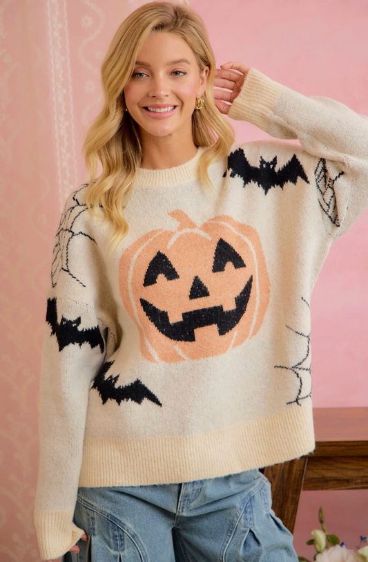 Pumpkin/Bat Halloween Sweater