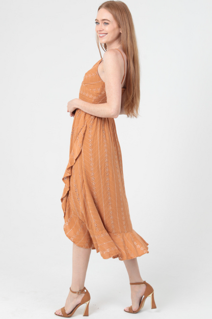 Fall Twist Front Midi Dress