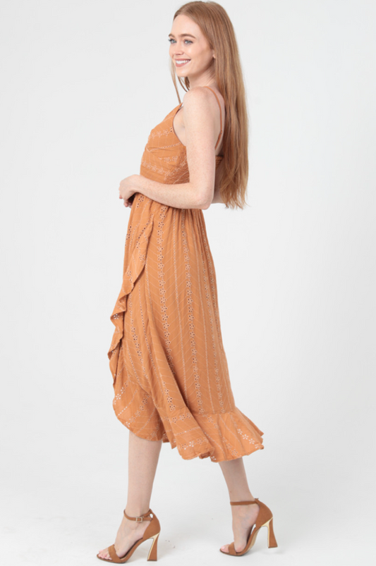 Fall Twist Front Midi Dress
