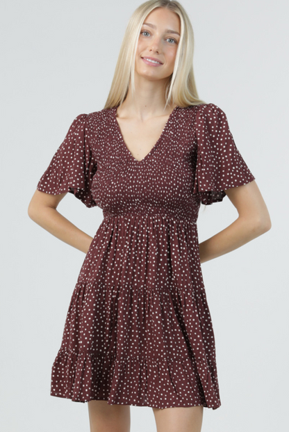 Polka Dot Flutter Sleeve Dress