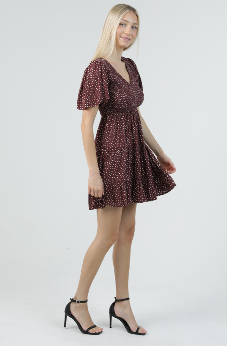 Polka Dot Flutter Sleeve Dress