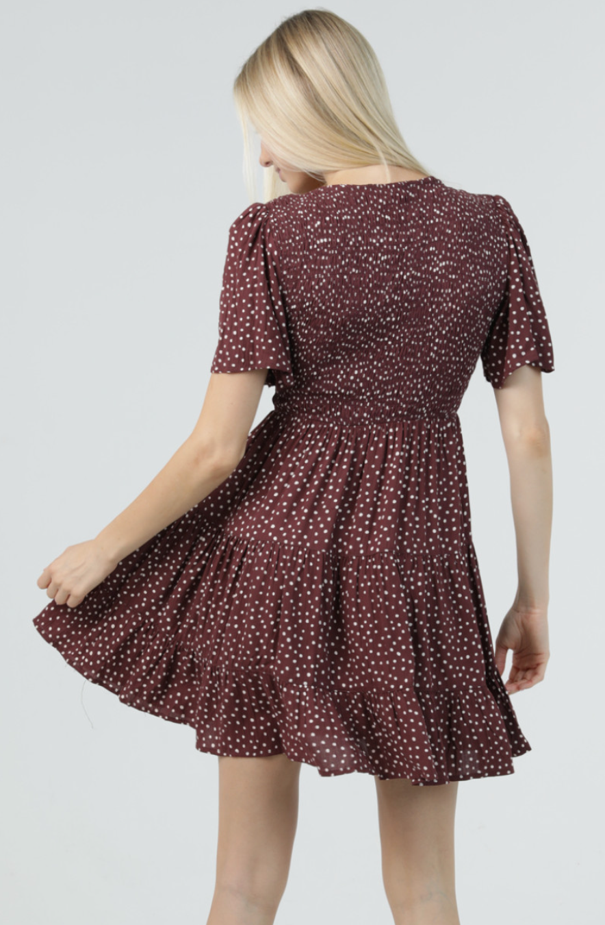 Polka Dot Flutter Sleeve Dress