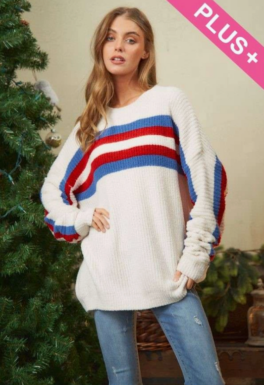 Red/Blue Sweater- PLUS