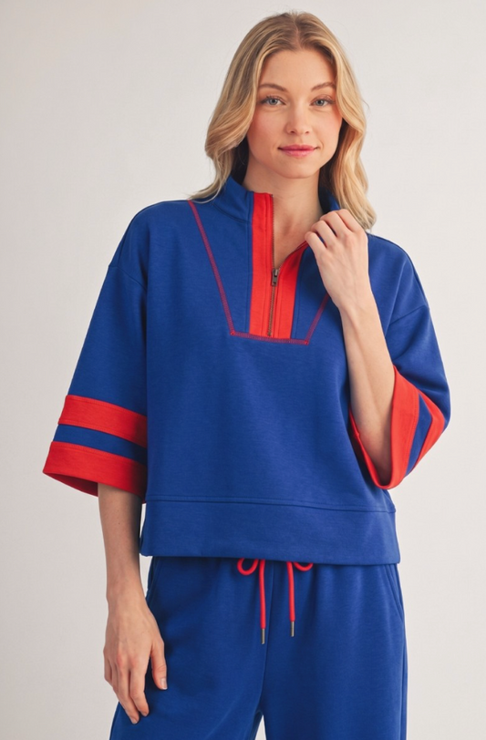 Royal/Crimson Quarter Zip