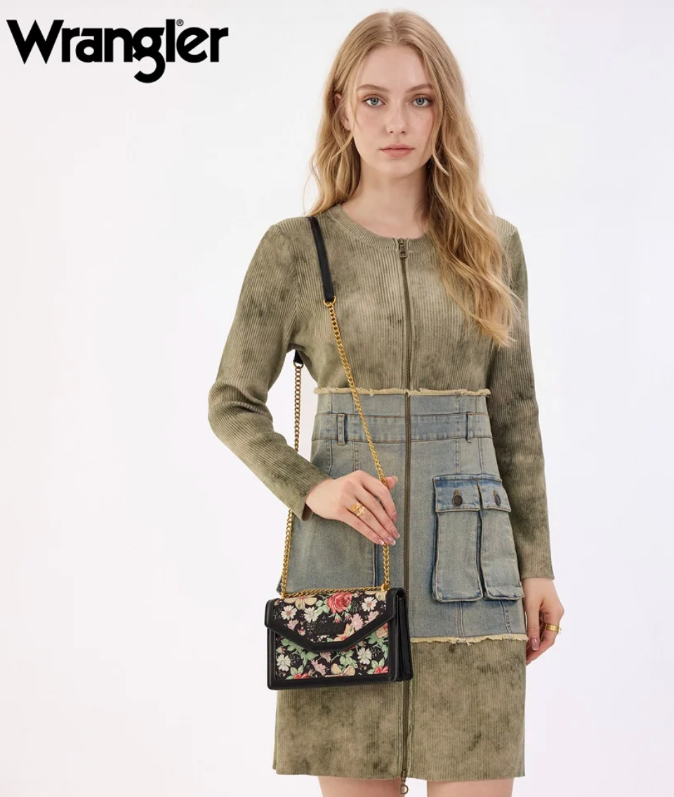 Wrangler Floral Print Chain Crossbody Bag