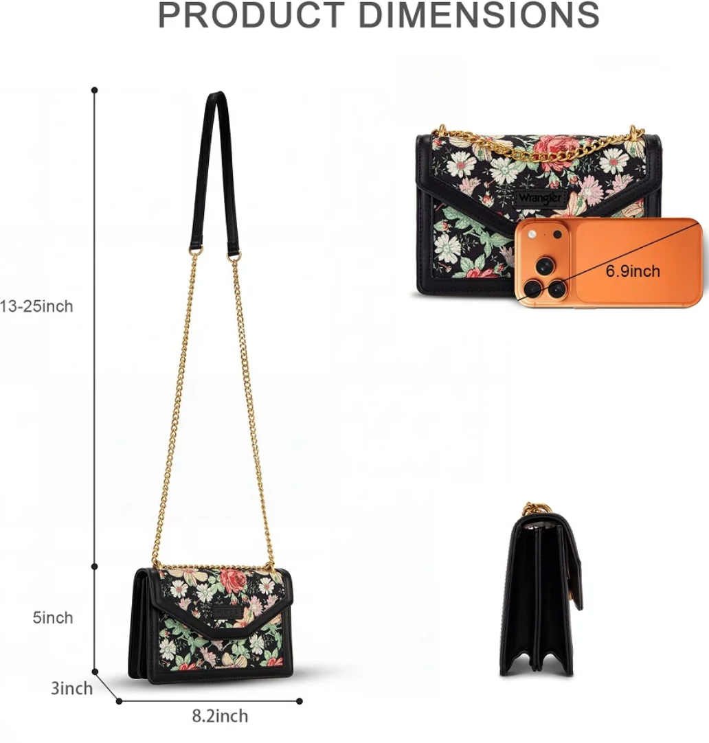 Wrangler Floral Print Chain Crossbody Bag