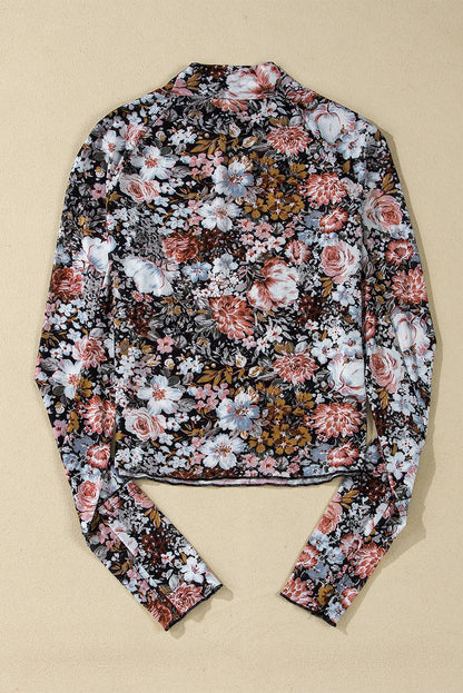 Floral Long Sleeve Mesh Top