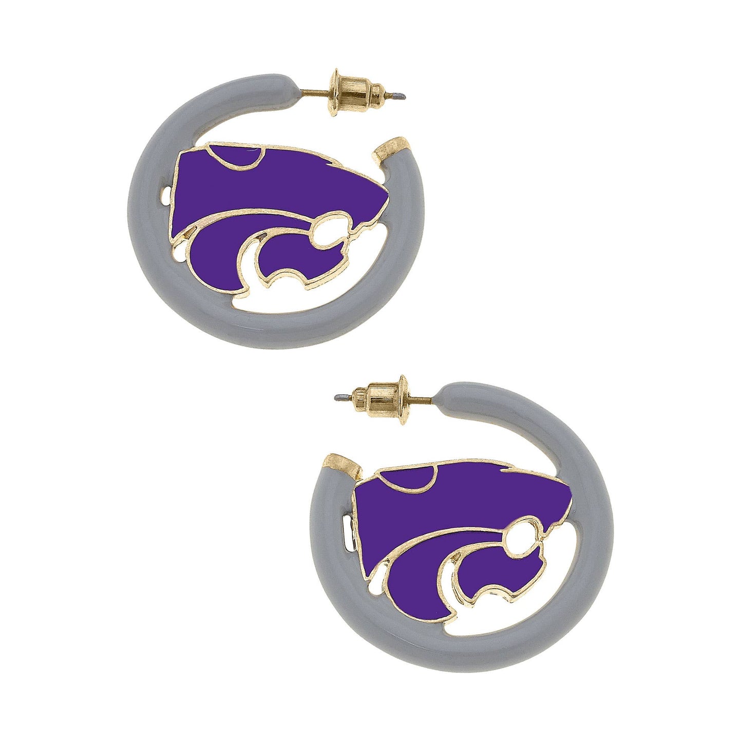 Kansas State Wildcats Enamel Logo Earrings in Purple/Gray