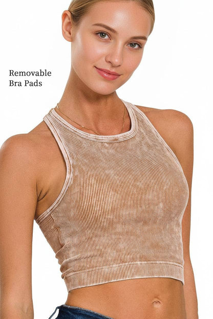 `Washed Seamless Tank Top - Zenana: ASH GREY-149910 / L/XL