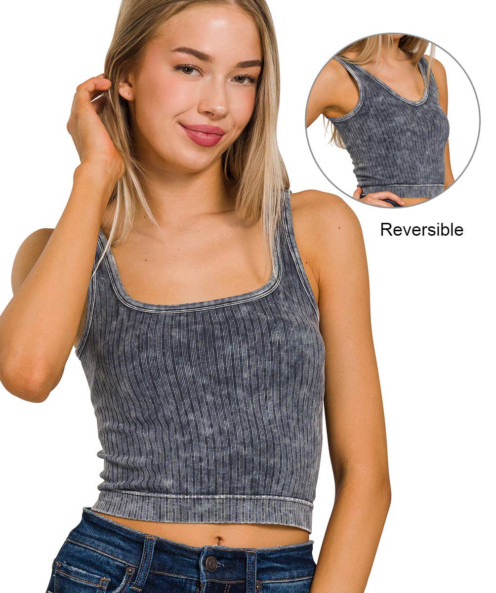 `Washed Seamless Tank Top - Zenana: ASH GREY-149910 / L/XL