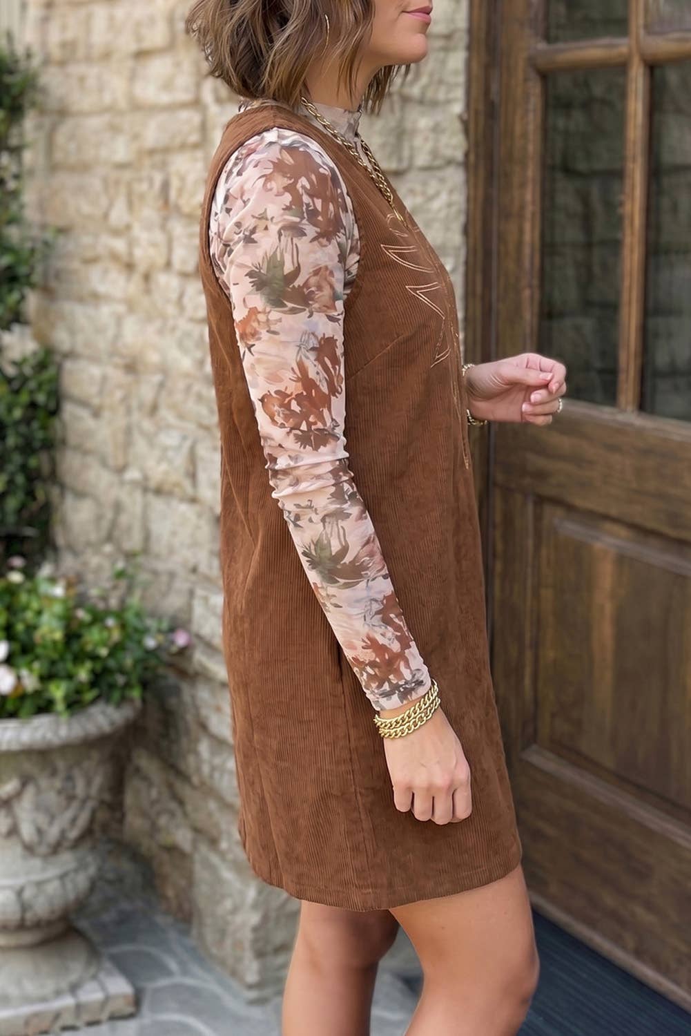 Embroidery Western Corduroy Dress