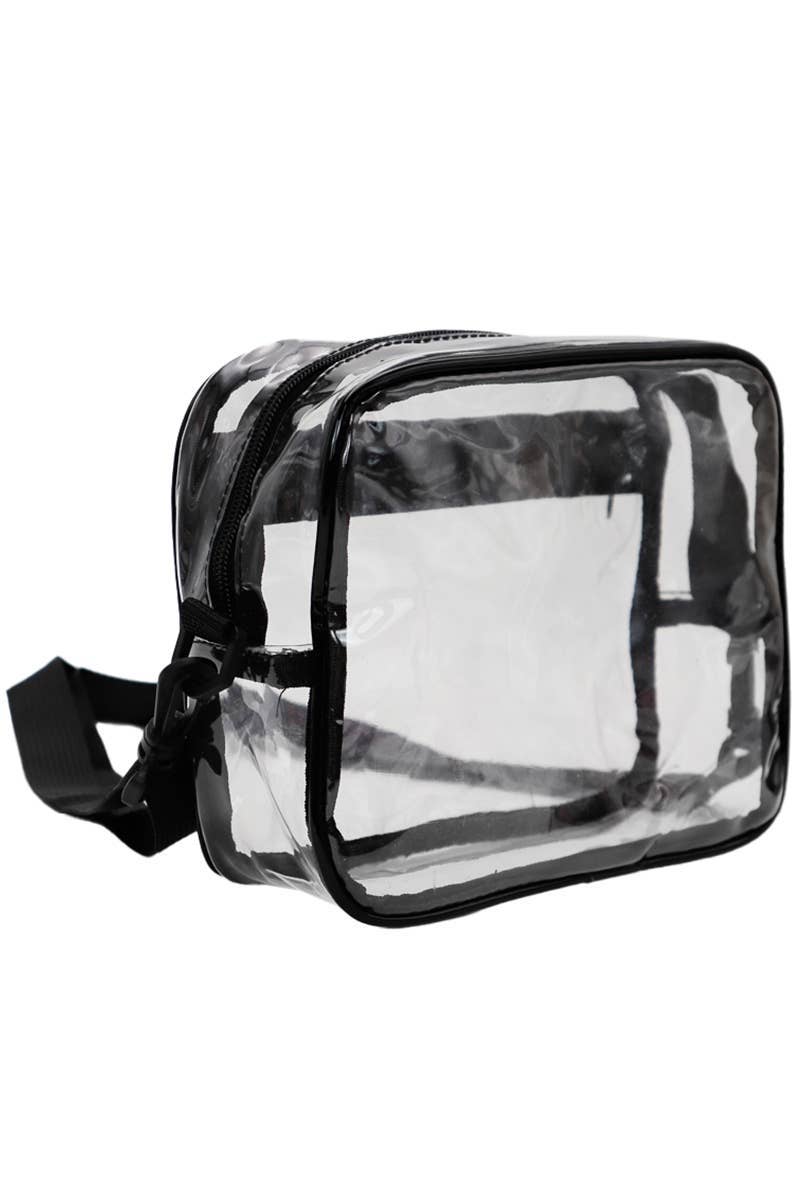 Clear Crossbody Messenger Travel Bag-Black