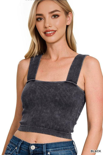 `Washed Seamless Tank Top - Zenana: ASH GREY-149910 / L/XL