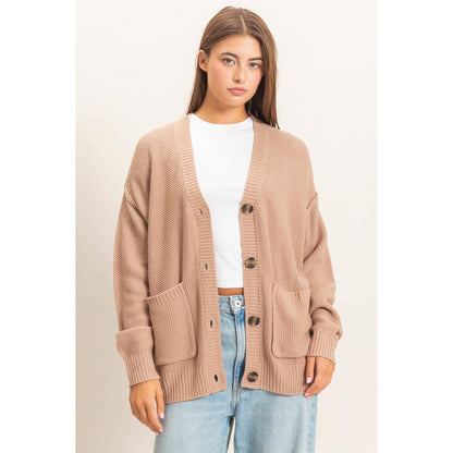 Oversized Knit Cardigan- Taupe
