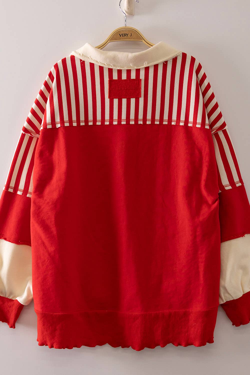 Vintage Stripe Rugby Sweatshirt- Red