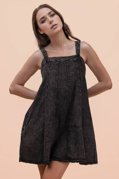 Mini Black Denim Dress