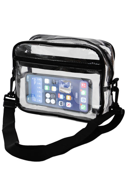 Clear Crossbody Messenger Travel Bag-Black