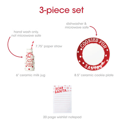 Christmas Santa's Milk Jug, Plate and Dear Santa Notepad Set
