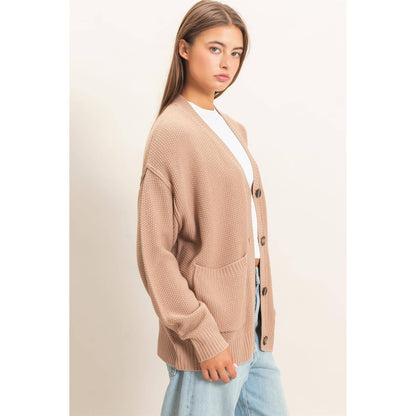 Oversized Knit Cardigan- Taupe
