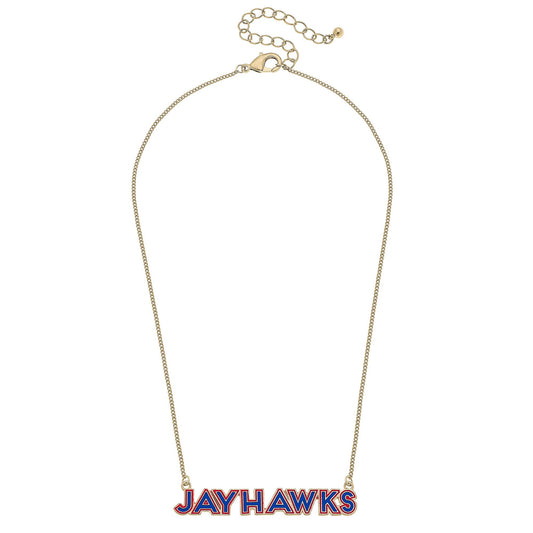 Kansas Jayhawks Outline Enamel Necklace in Blue/Red