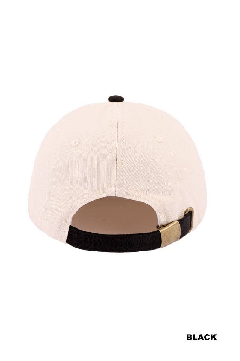 `Two Tone Canvas Cotton Cap: BLACK-186945 / OS