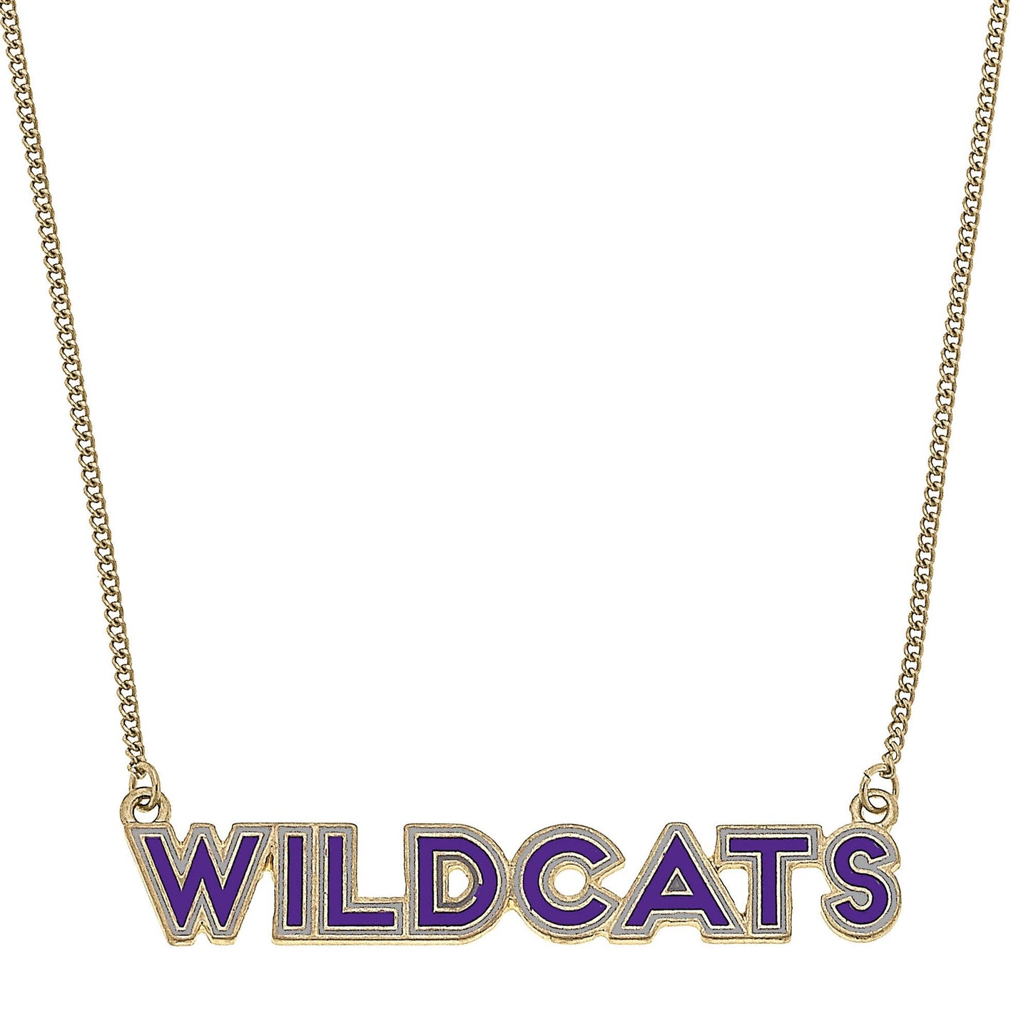 Kansas State Wildcats Outline Enamel Necklace in Purple/Gray