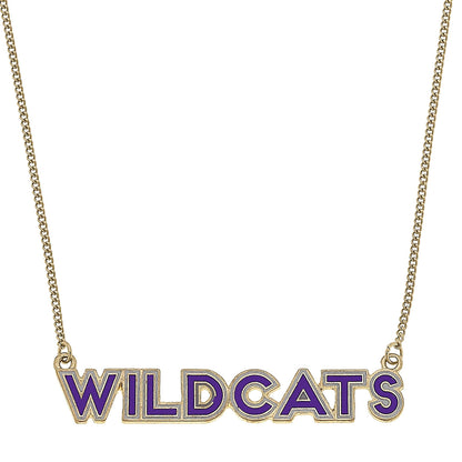 Kansas State Wildcats Outline Enamel Necklace in Purple/Gray