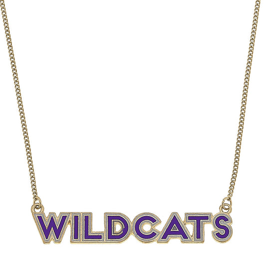 Kansas State Wildcats Outline Enamel Necklace in Purple/Gray