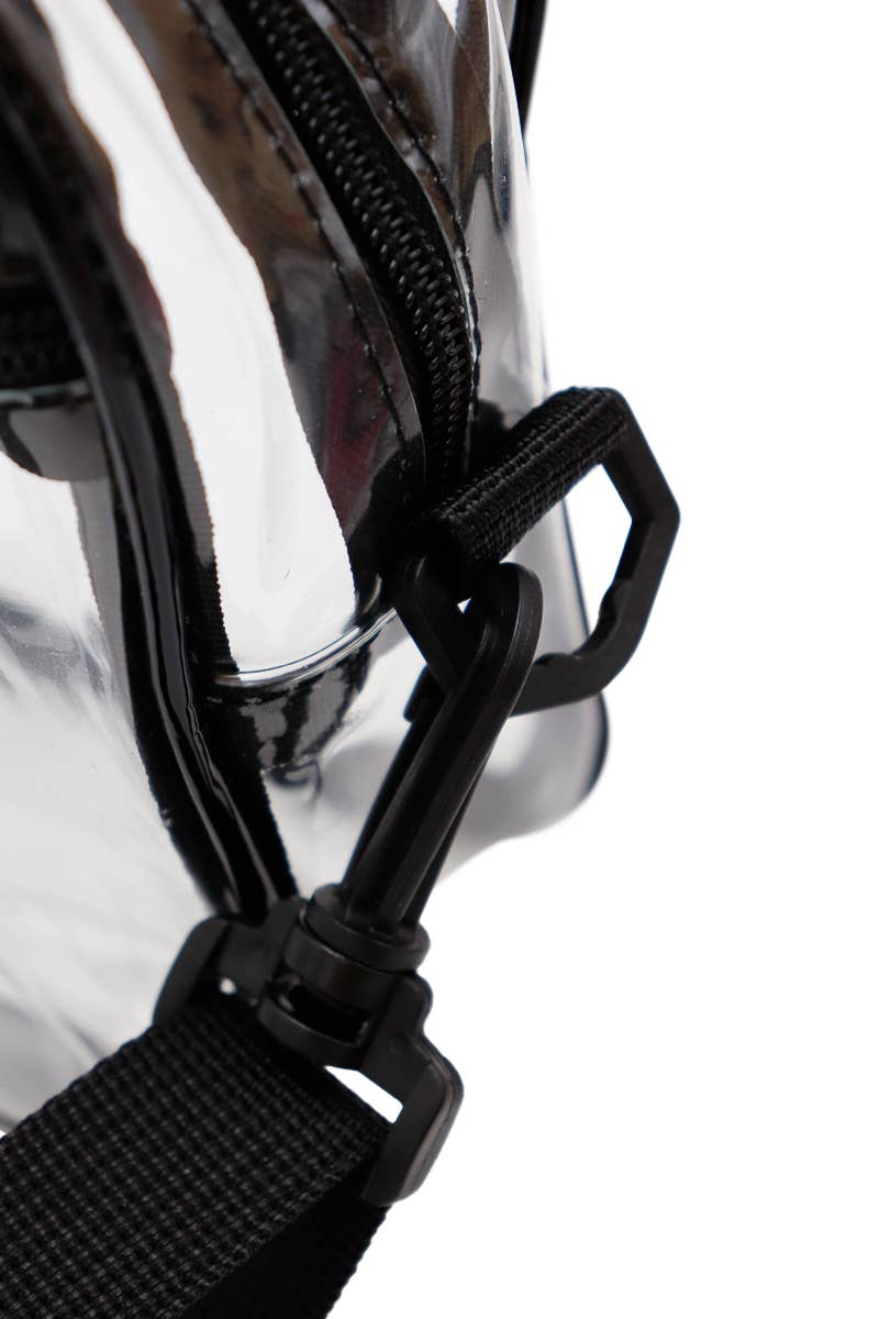 Clear Crossbody Messenger Travel Bag-Black