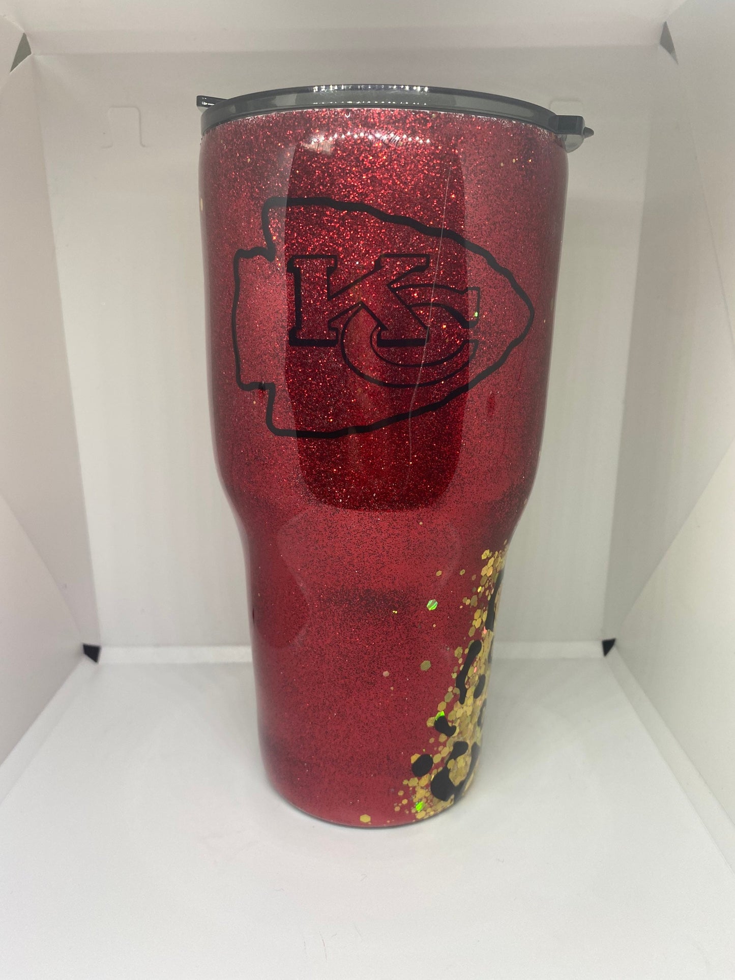 Chiefs Red/Gold Glitter Tumbler