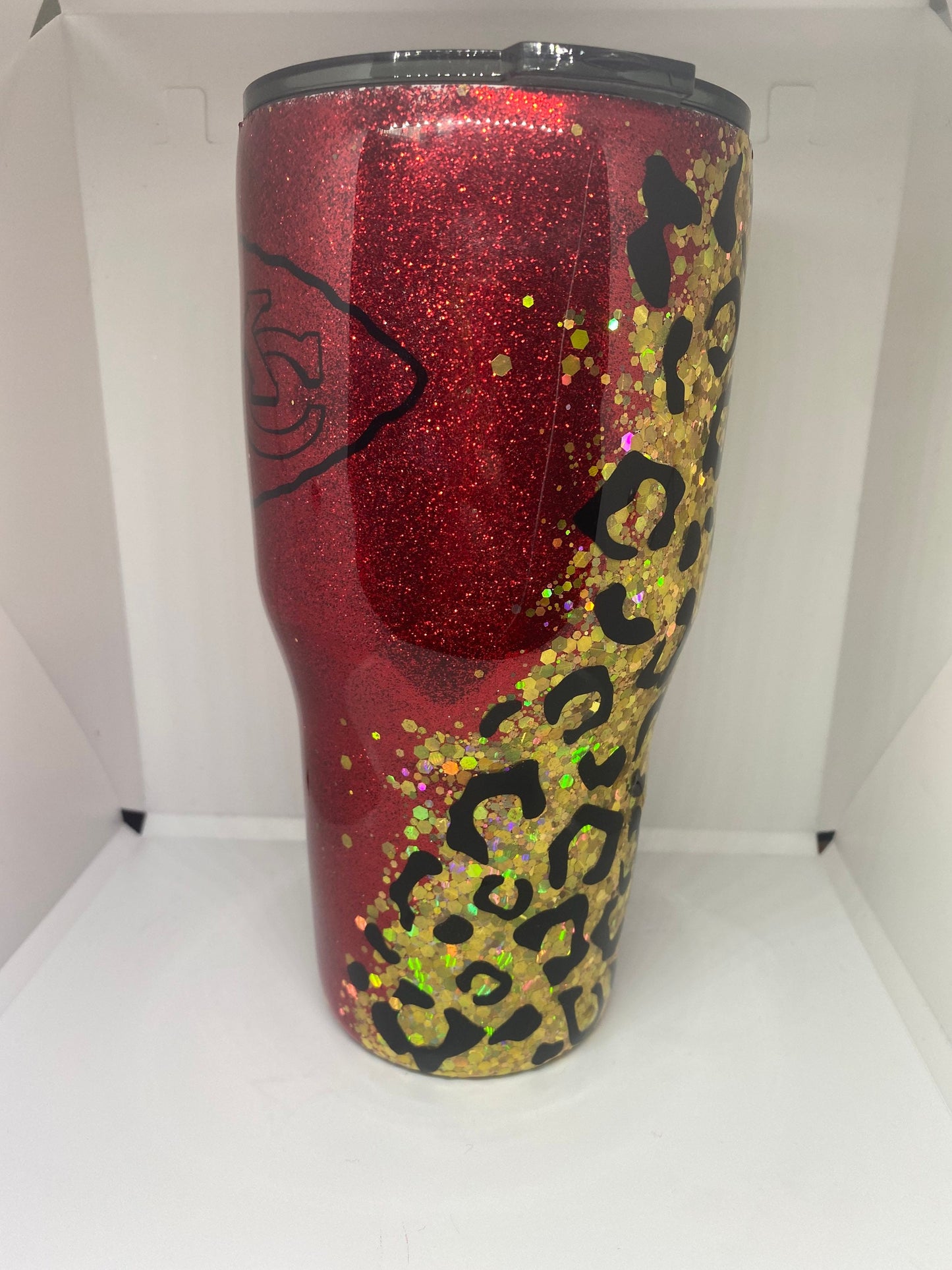 Chiefs Red/Gold Glitter Tumbler