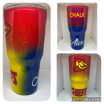 KU/Chiefs Tumbler-NO GLITTER