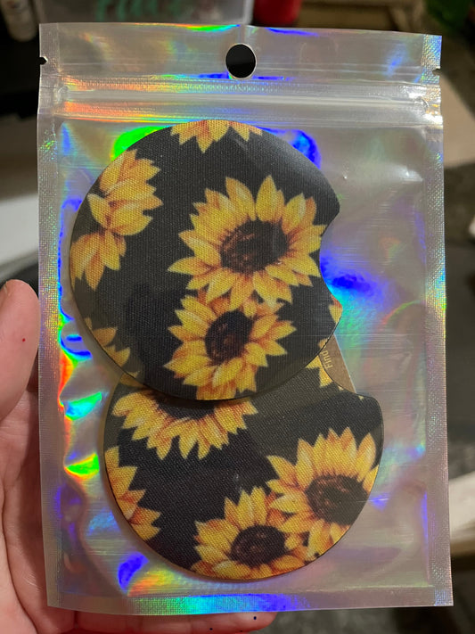 Rubber Sunflower Car/Table Coasters