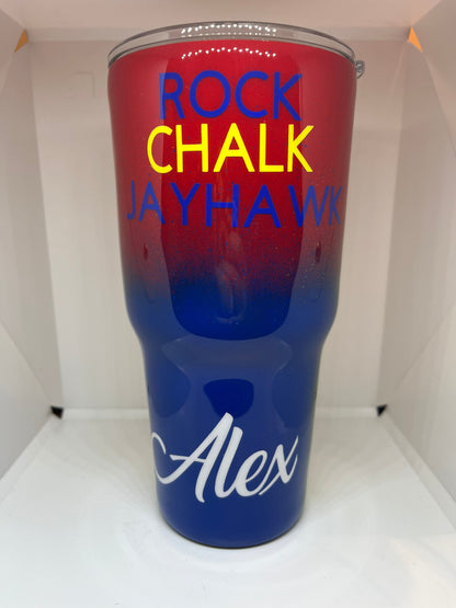 KU/Chiefs Tumbler-NO GLITTER