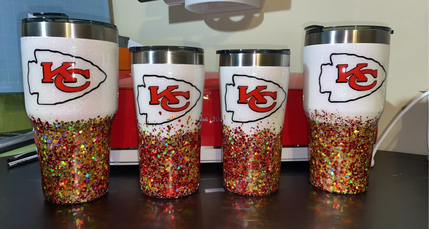 KC Kansas City Chiefs Glitter Tumbler