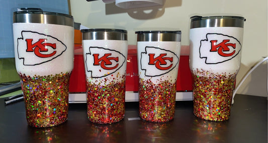KC Kansas City Chiefs Glitter Tumbler