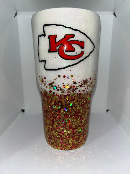 KC Kansas City Chiefs Glitter Tumbler